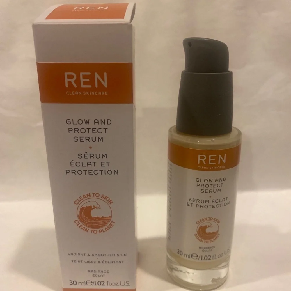 REN CLEAN SKINCARE Glow and Protect Serum 1oz $68 NIB